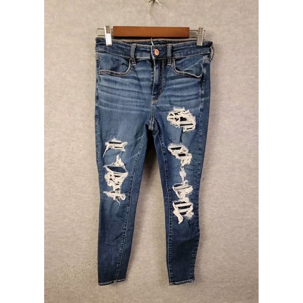AE AMERICAN‎ EAGLE JEGGING NEXT LEVEL STRETCH WOMENS DARK WASH JEANS 6 - E